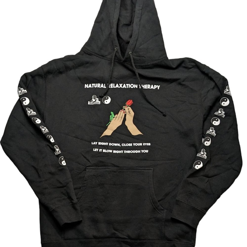 Independent Trading co Jungles Mens good vibes yin yang Hoodie size L black NWOT